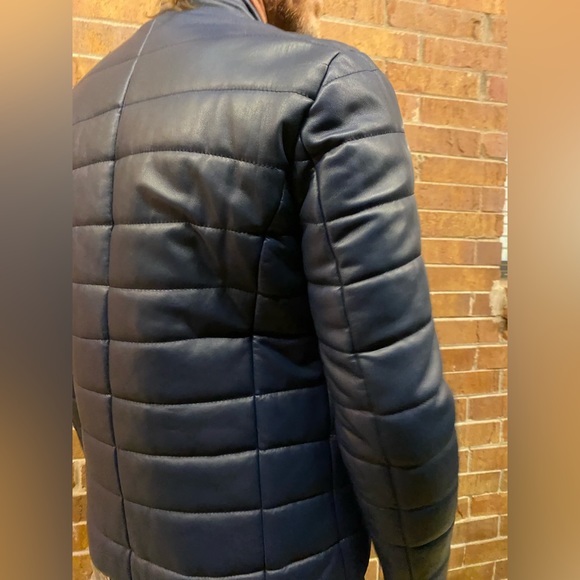 Giorgio Di Mare Dark Blue Leather Jacket : Medium Size - Picture 9 of 12